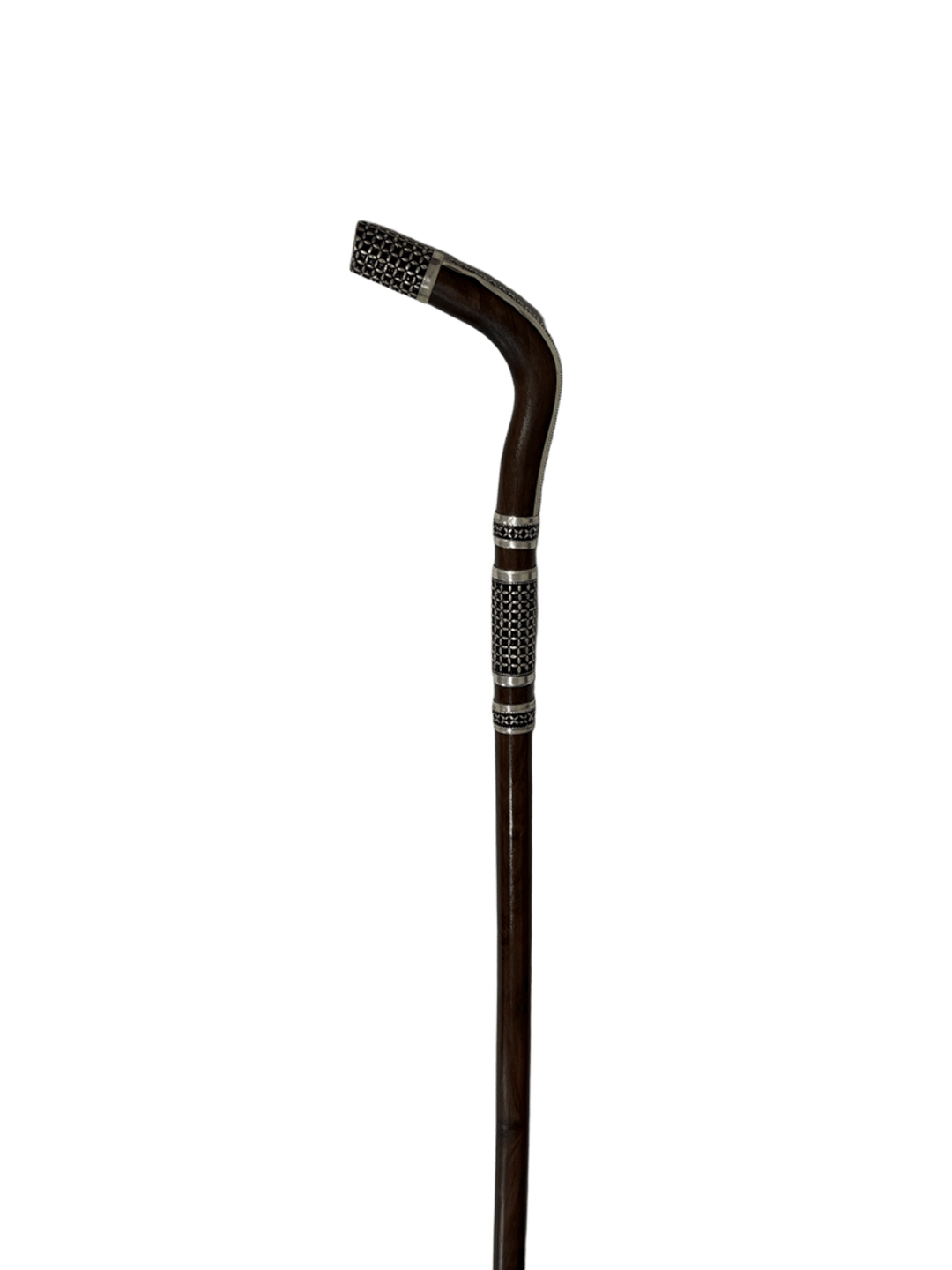 Dark Brown Atam Wood Cane with Oxidized Silver - 2