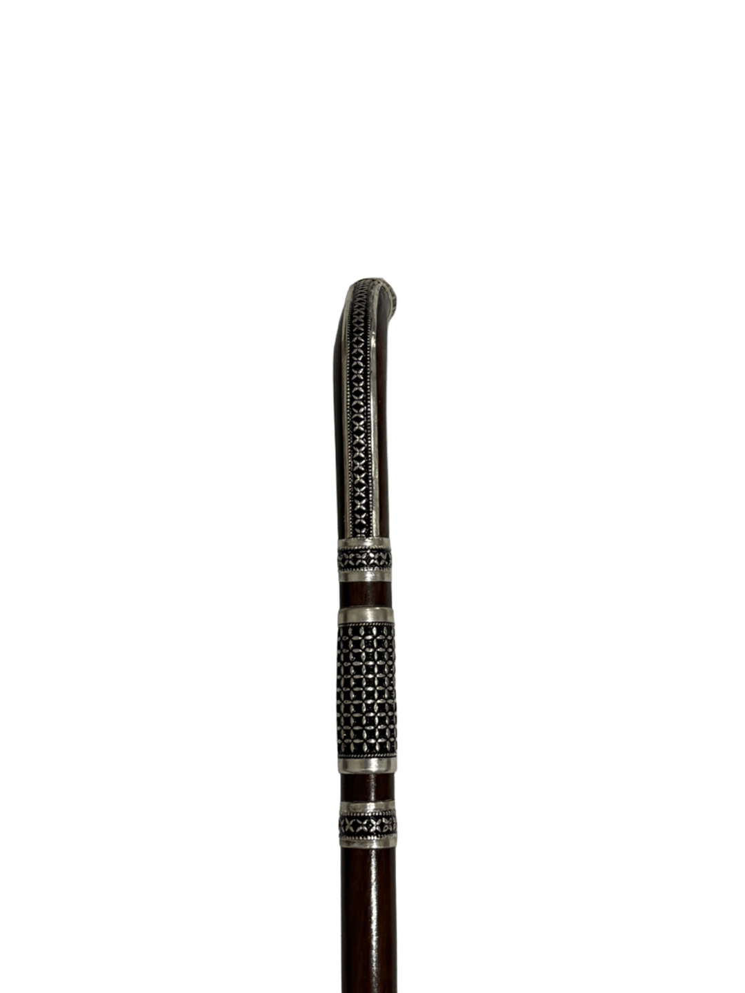 Dark Brown Atam Wood Cane with Oxidized Silver - 4