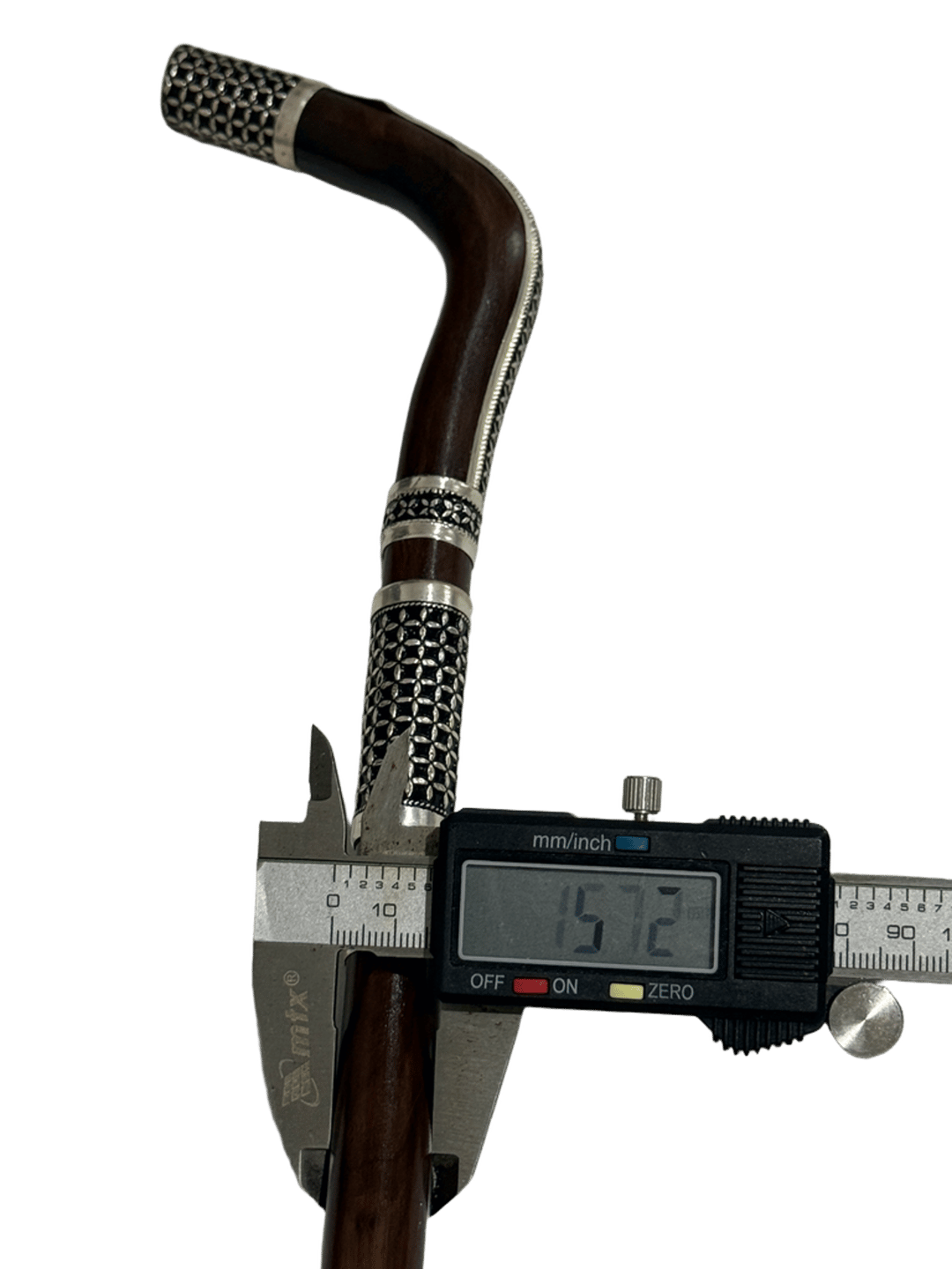 Dark Brown Atam Wood Cane with Oxidized Silver - 6