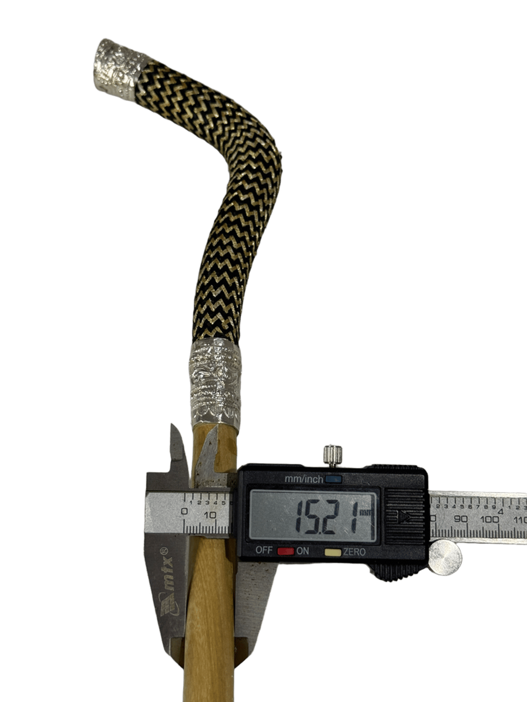 Atam Wood Cane with Silver and Zari-Wrapped Handle - 4