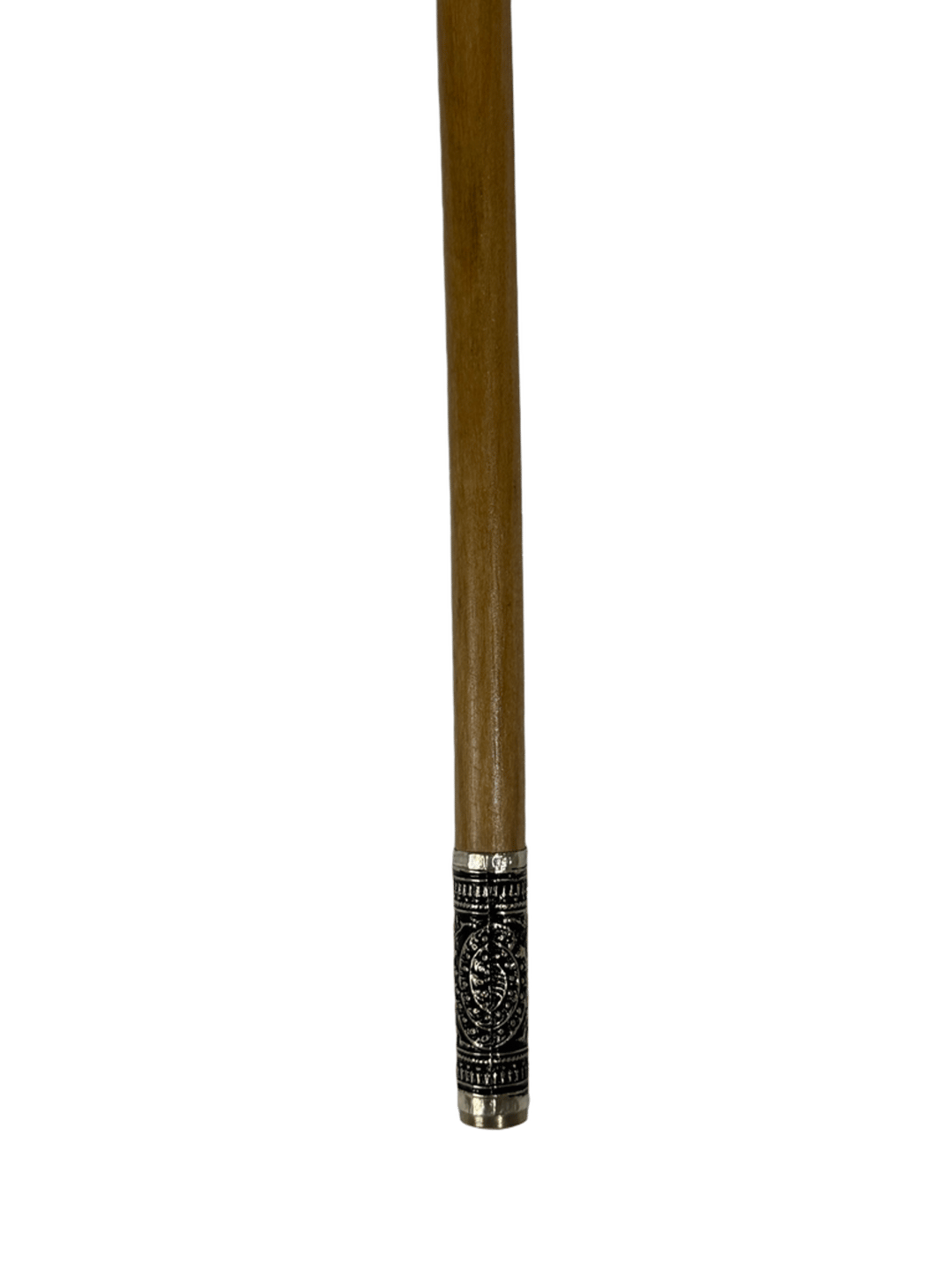 Natural Olive Wood Cane with Oxidized Silver - 4