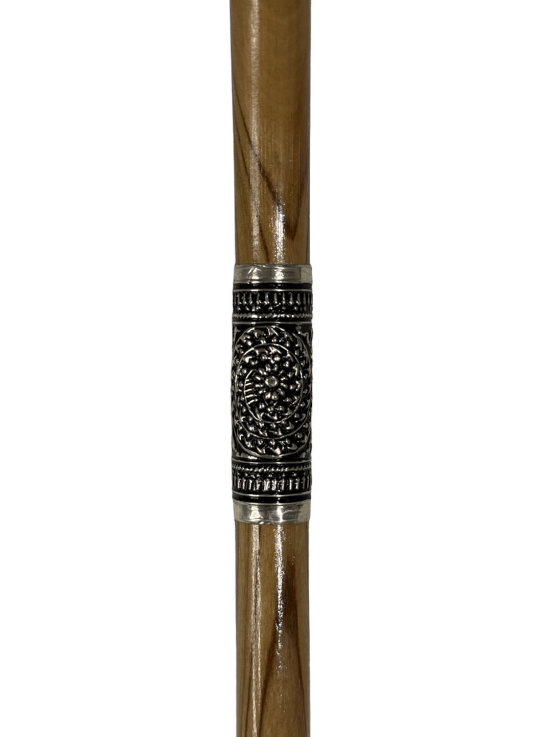 Natural Olive Wood Cane with Oxidized Silver - 3