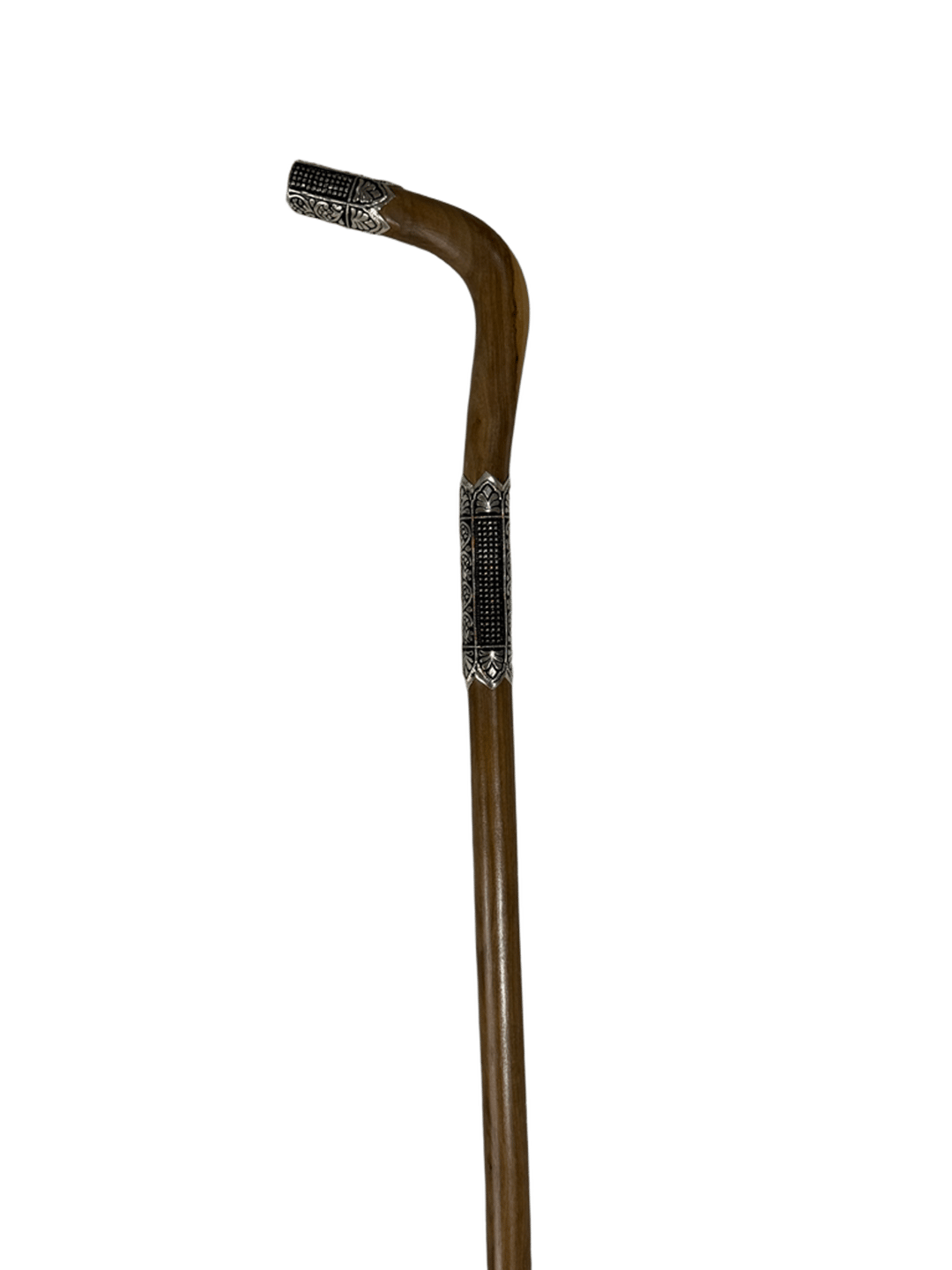 Natural Aatam Wood Cane with Oxidized Silver - 2