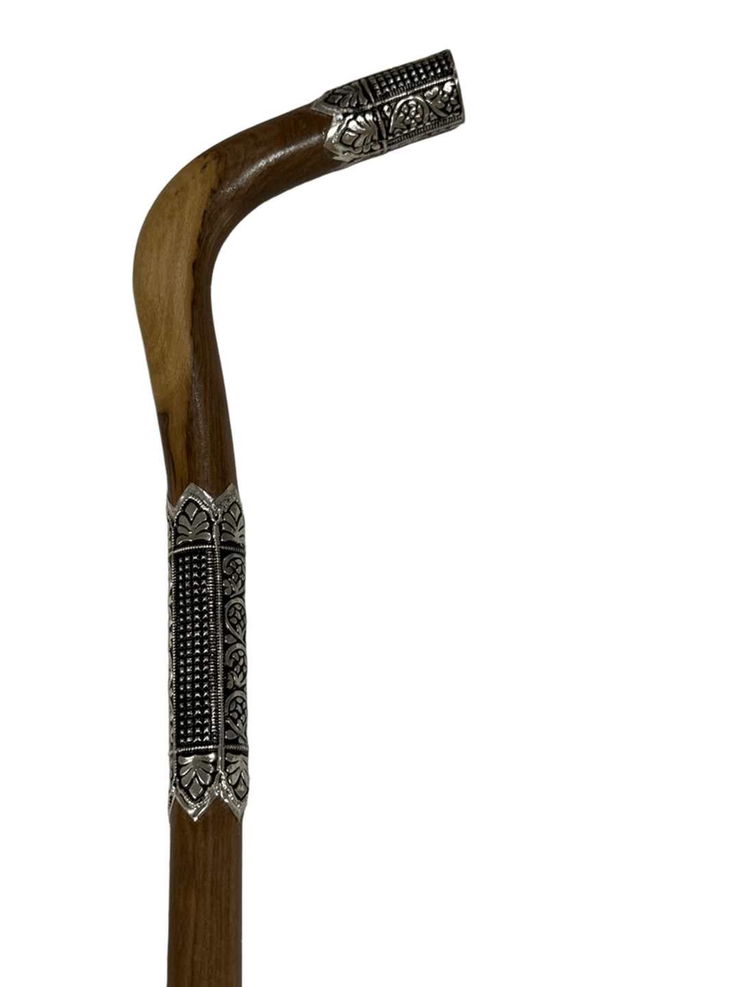 Natural Aatam Wood Cane with Oxidized Silver - 4