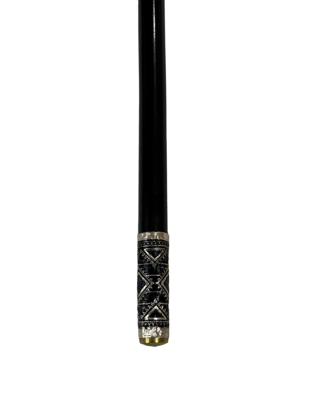 Black Atam Wood Cane with Oxidized Silver - 4