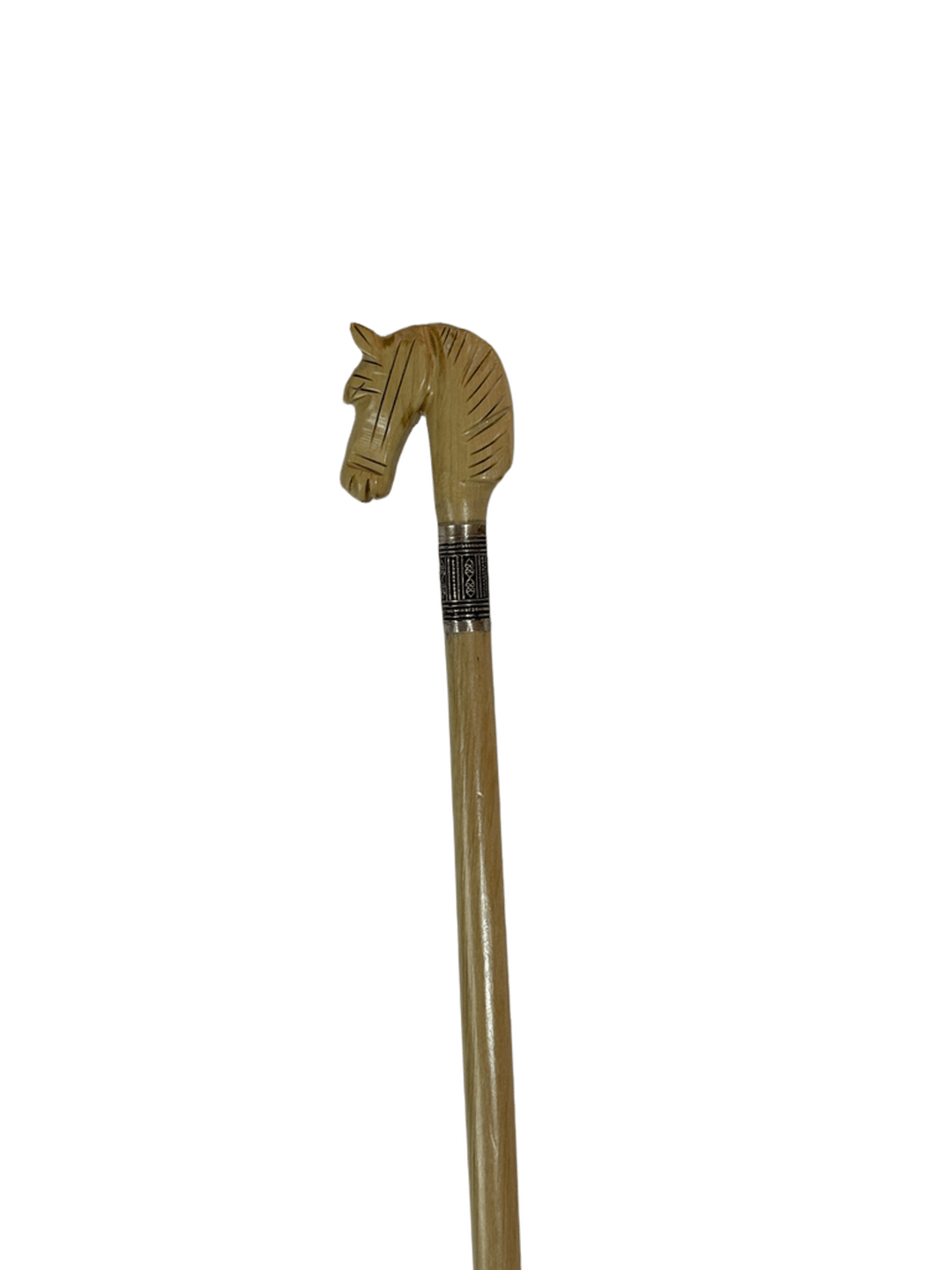 Almond Wood Horse Head Cane with Oxidized Silver - 2