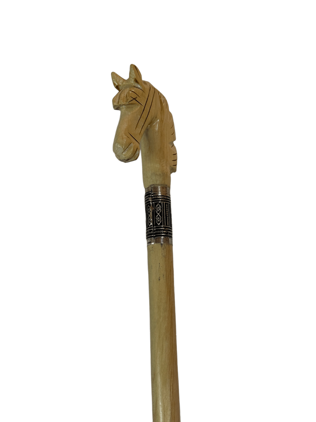 Almond Wood Horse Head Cane with Oxidized Silver - 3