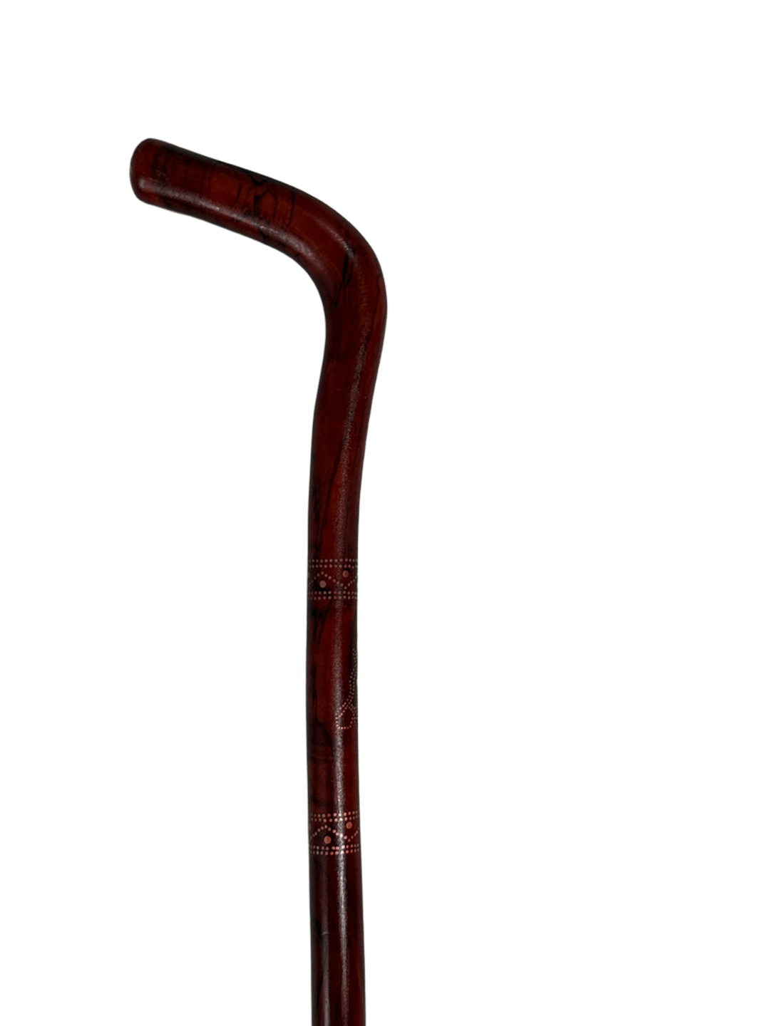 Atam Wood Cane – Red Finish with Nail Pattern - 2
