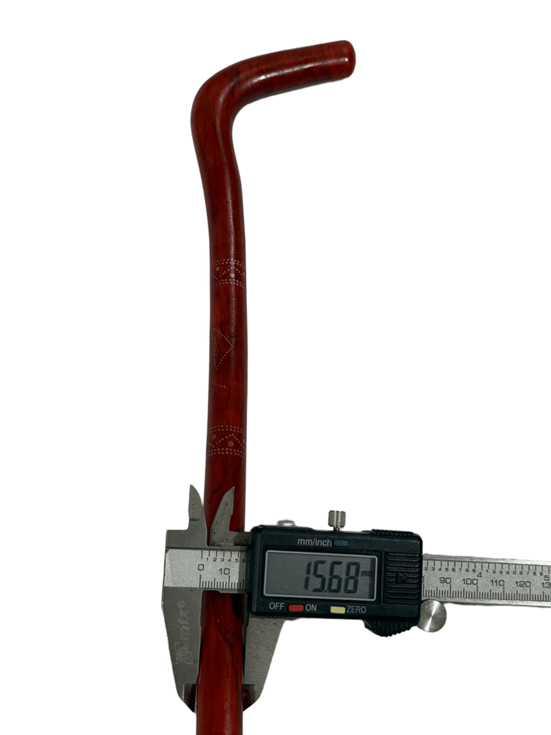 Atam Wood Cane – Red Finish with Nail Pattern - 5
