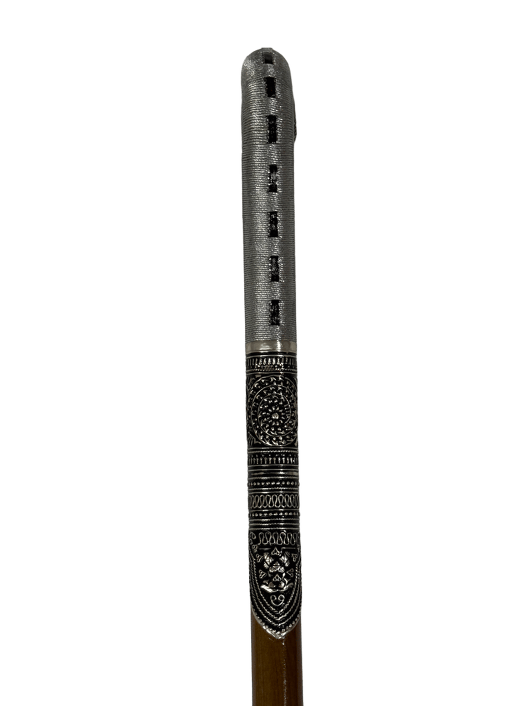 Atam Wood Cane with Zari Thread Handle and Oxidized Silver - 3