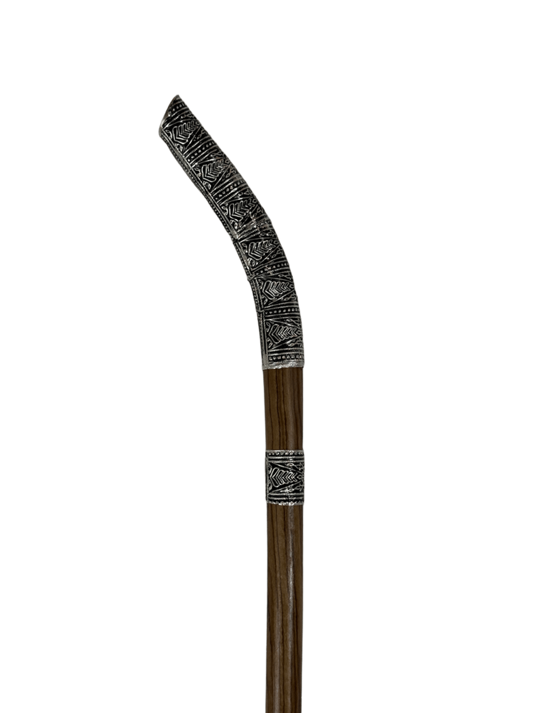 Natural Atam Wood Cane with Full Oxidized Silver Handle - 1