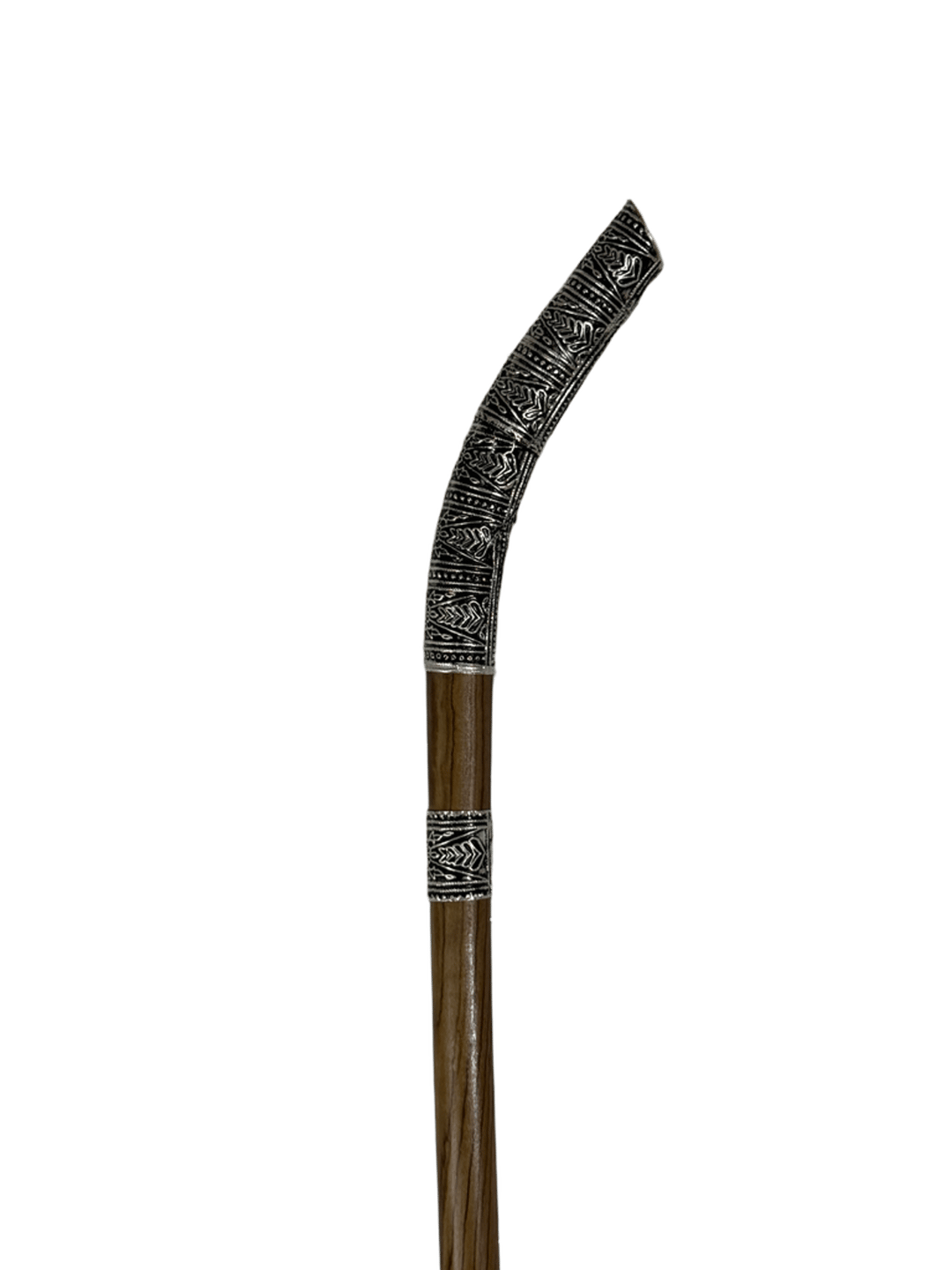 Natural Atam Wood Cane with Full Oxidized Silver Handle - 2