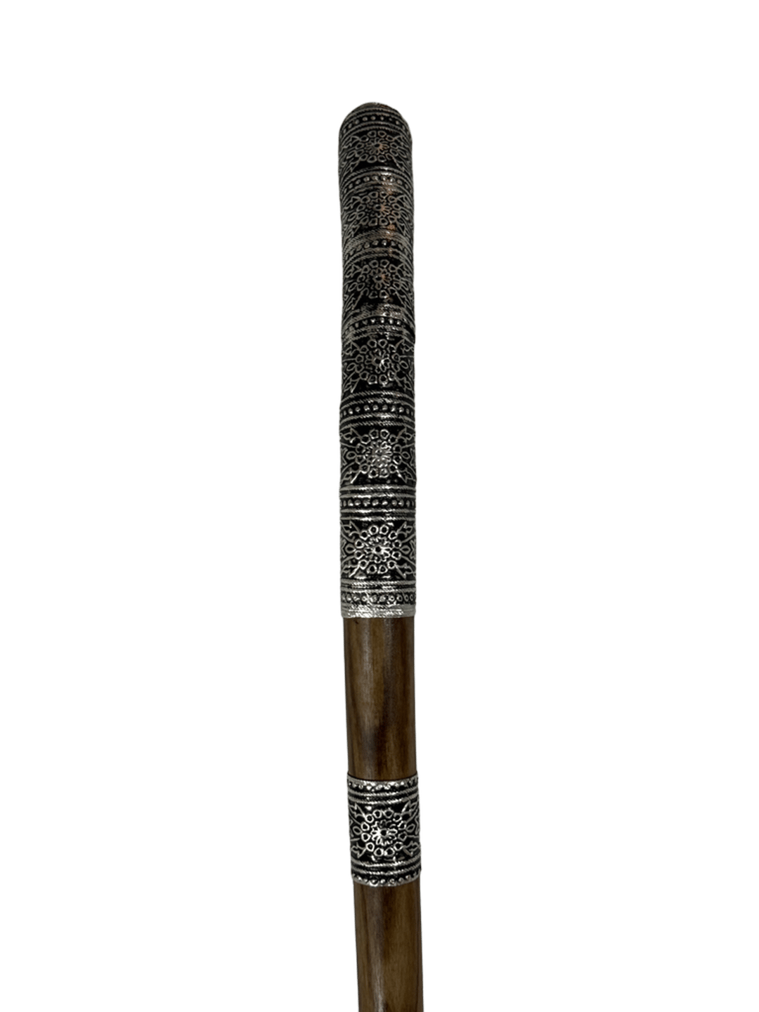 Natural Atam Wood Cane with Full Oxidized Silver Handle - 3