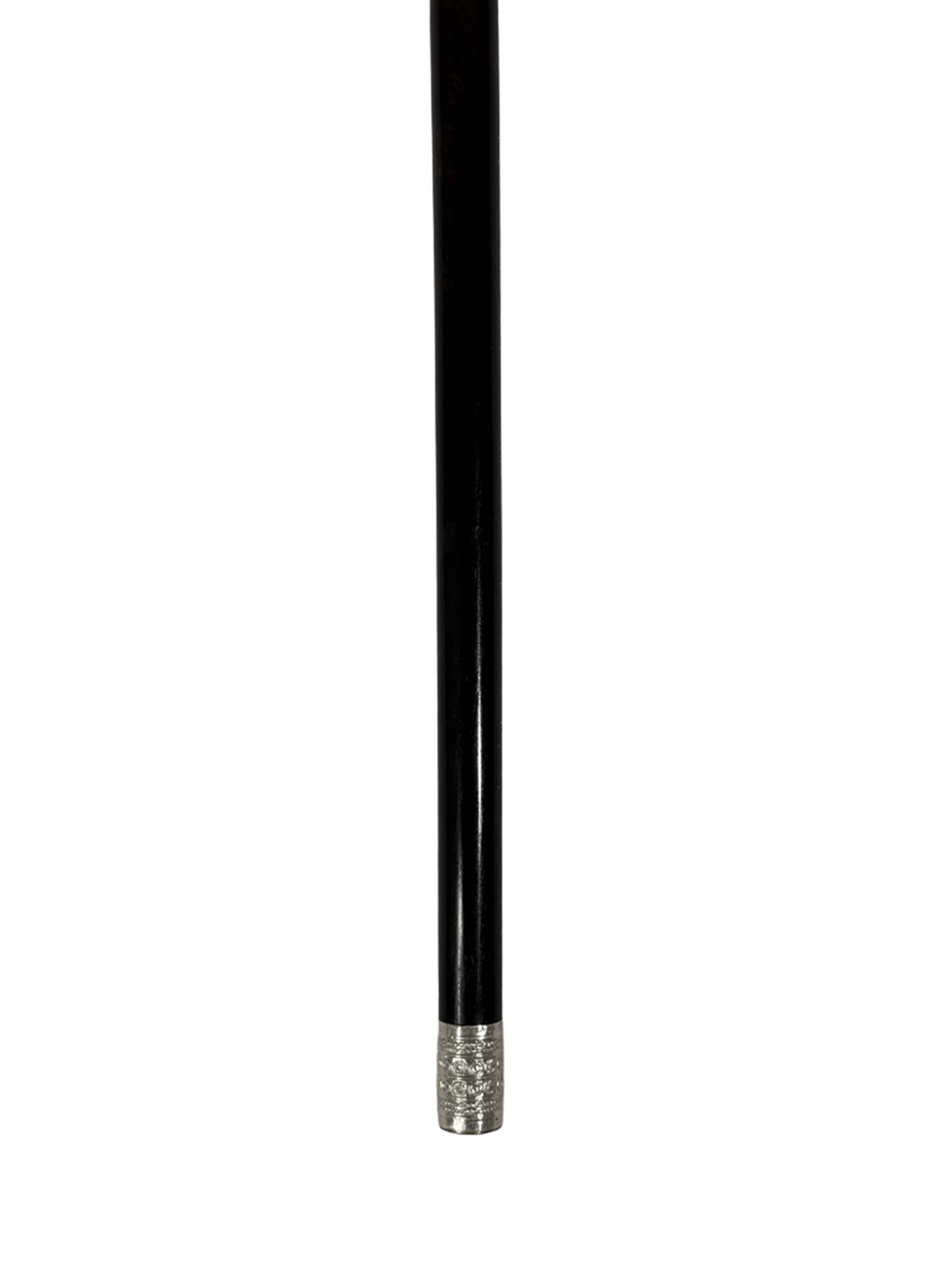 عصا خشب الأبانوس مزينة بالنحاس والصدف والفضة – اللون الأسود - 4