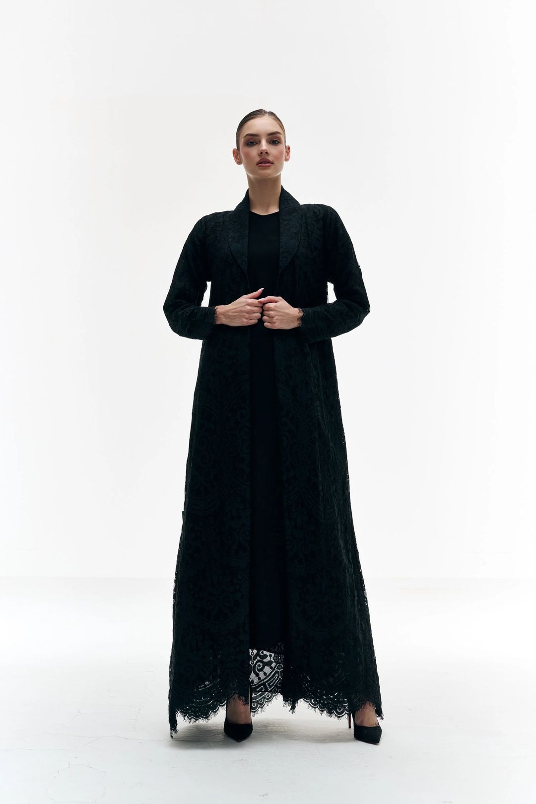 Black lace abaya - 3