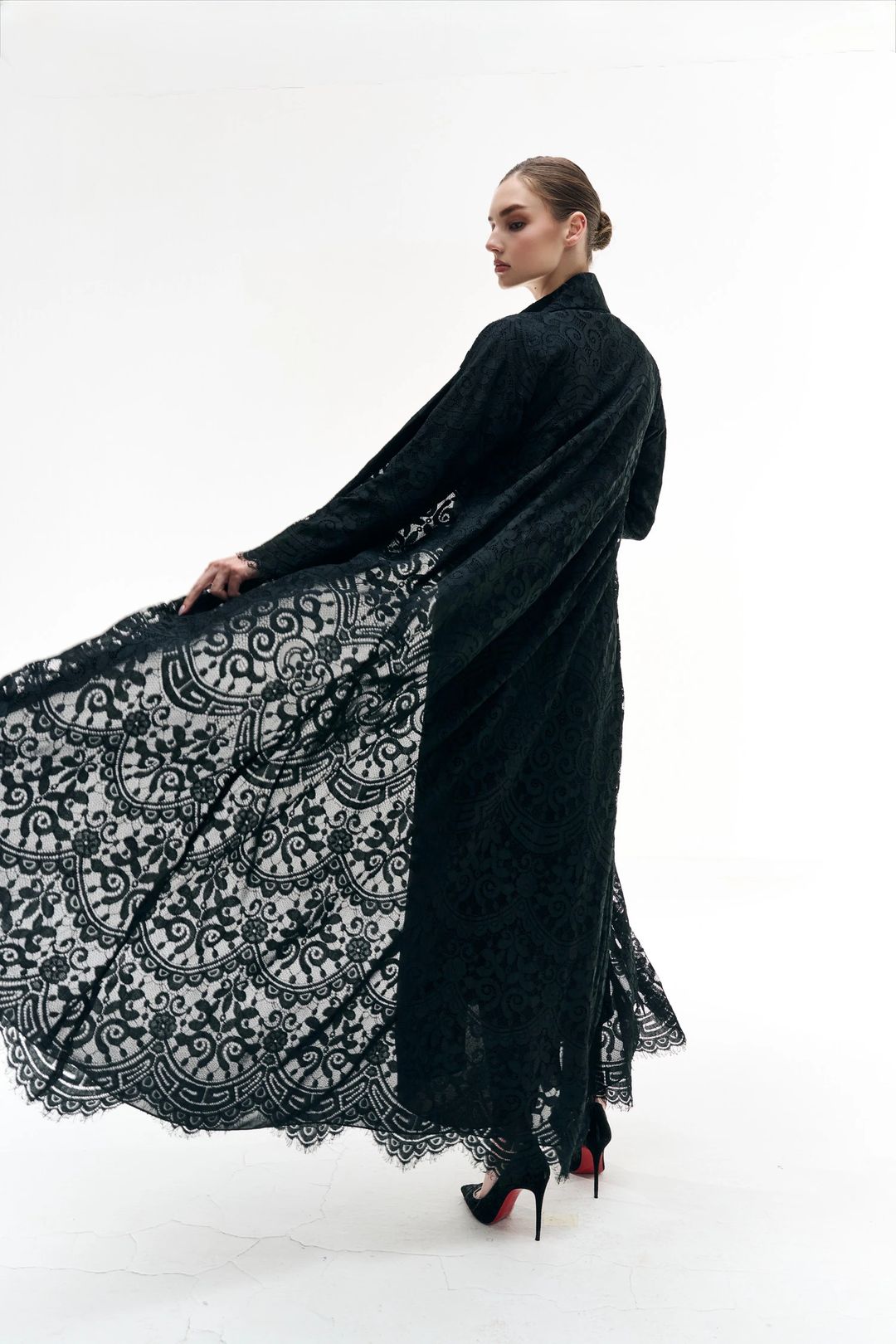 Black lace abaya - 4