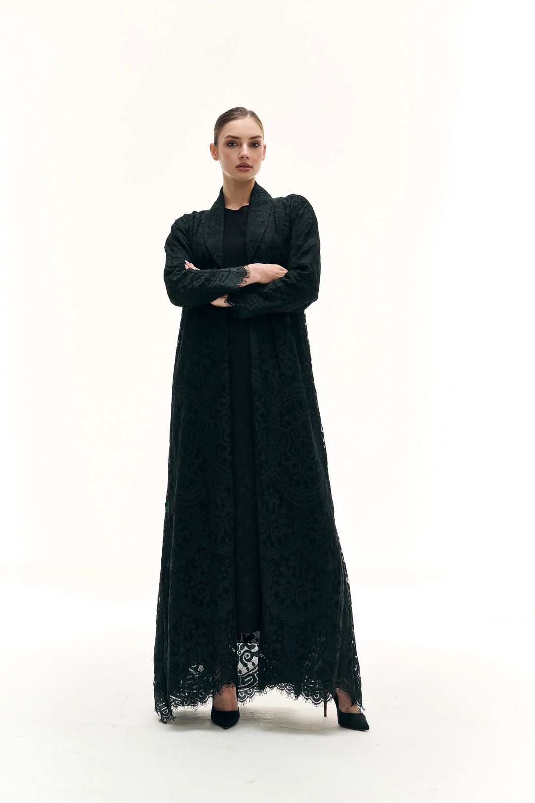 Black lace abaya - 7