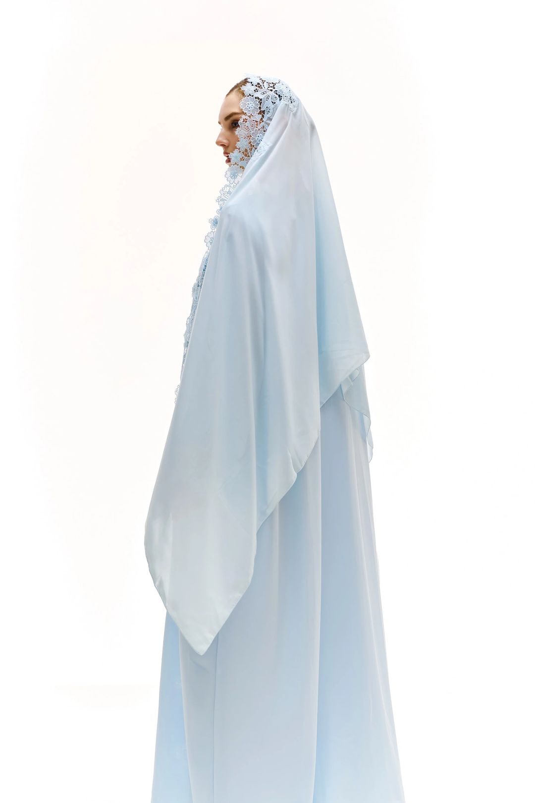 Light blue embroidery abaya - 4