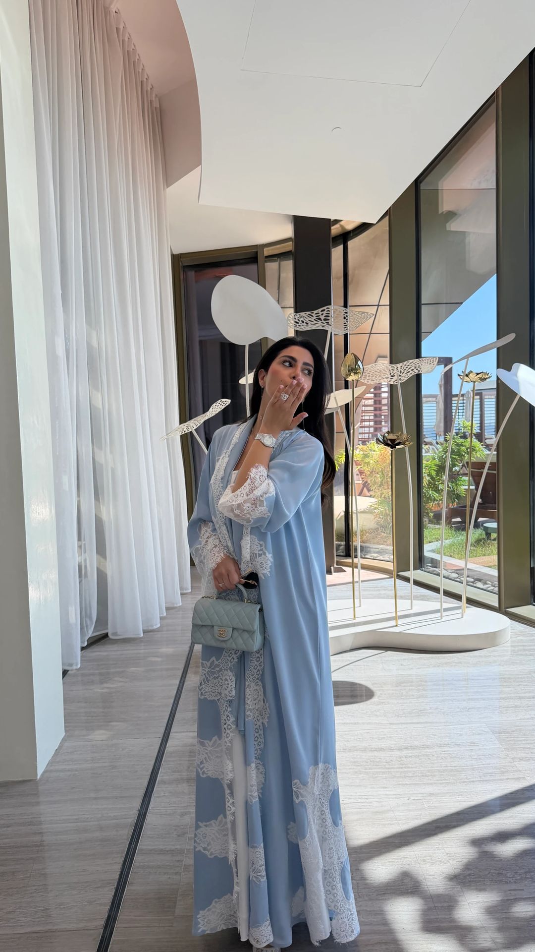 Ice blue abaya - 5