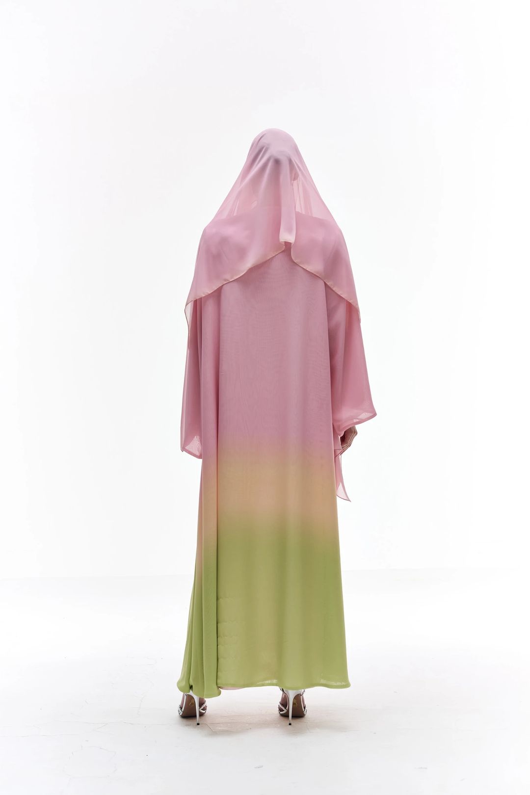 Ombreh pink green abaya - 2