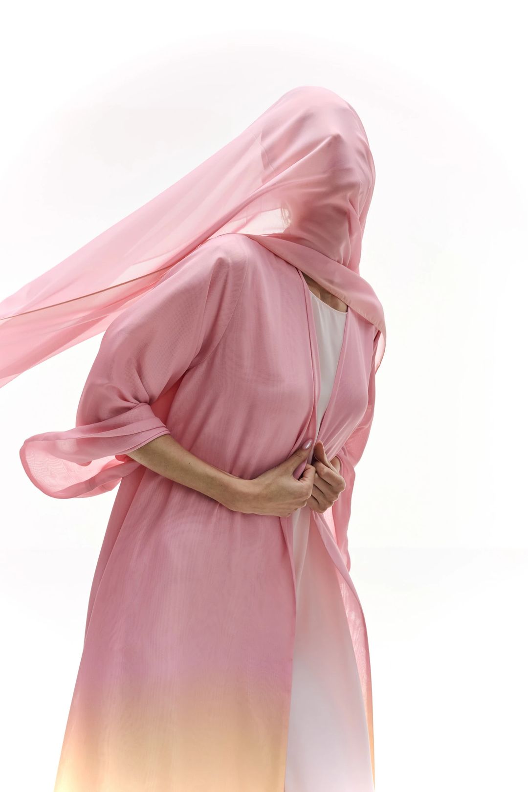Ombreh pink green abaya - 3