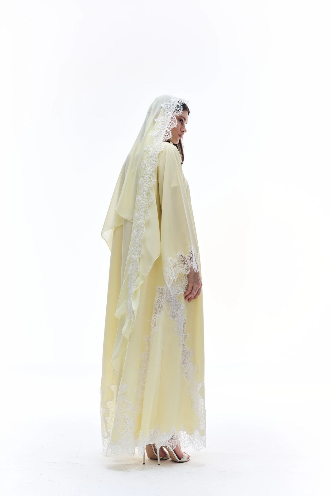 Yellow dantelle  abaya - 2