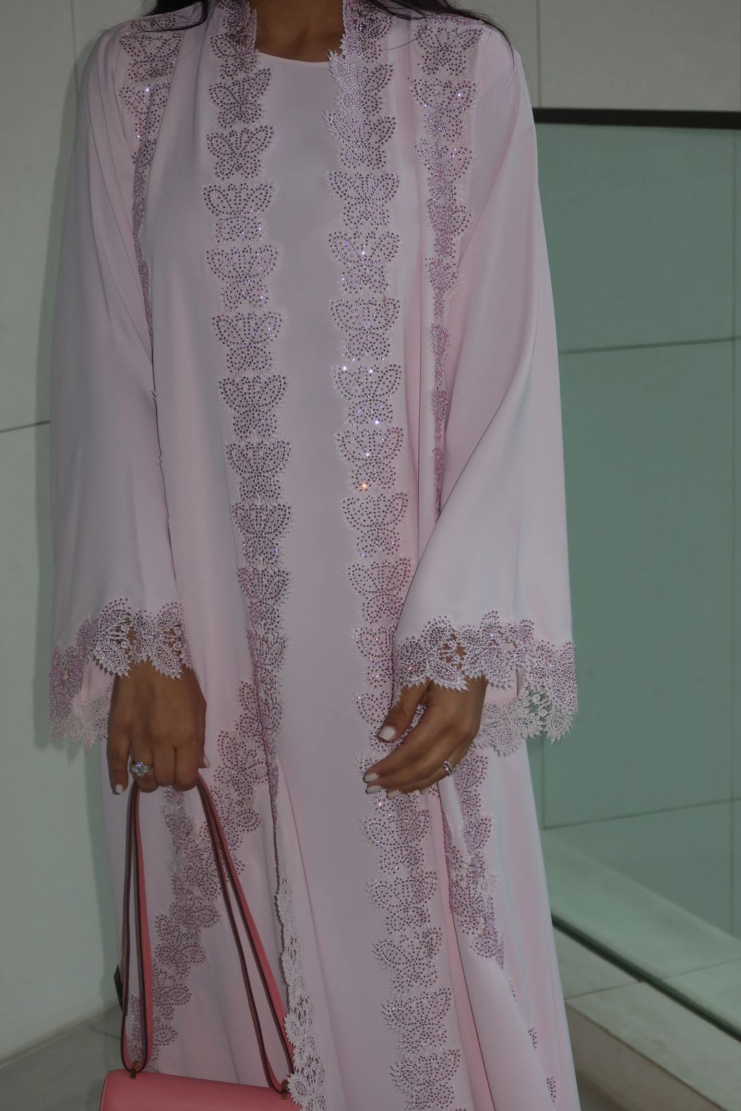 Butterfly pink abaya - 2