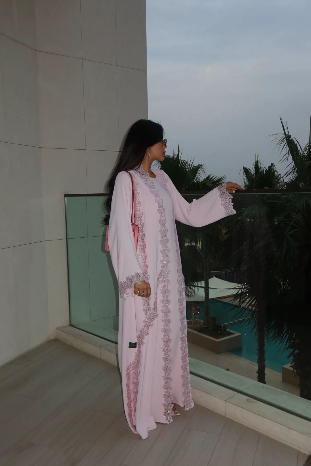 Butterfly pink abaya - 3