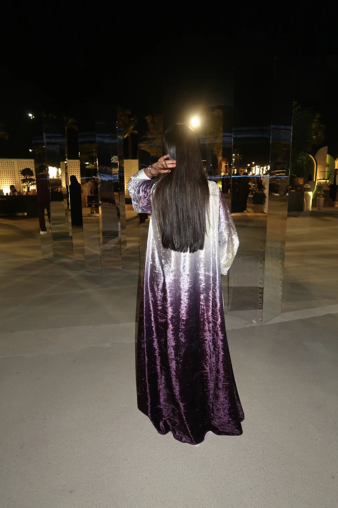 Purple ombre velvet abaya - 3