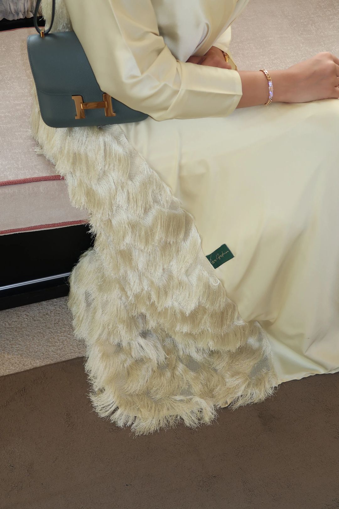 Lime green abaya - 4