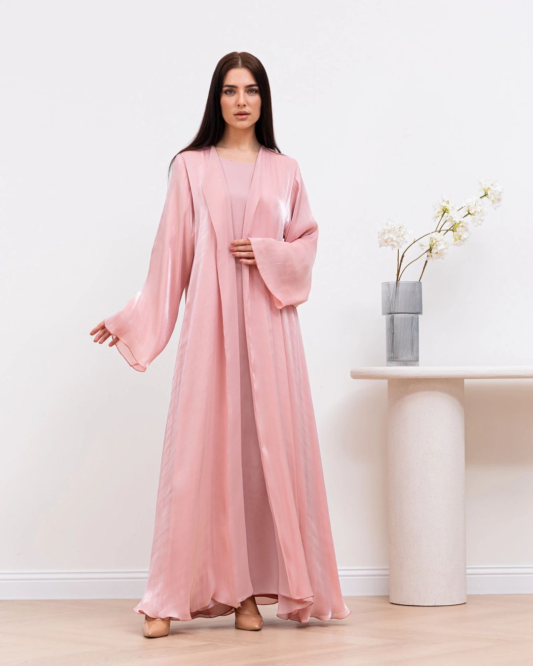 Baby pink abaya - 2