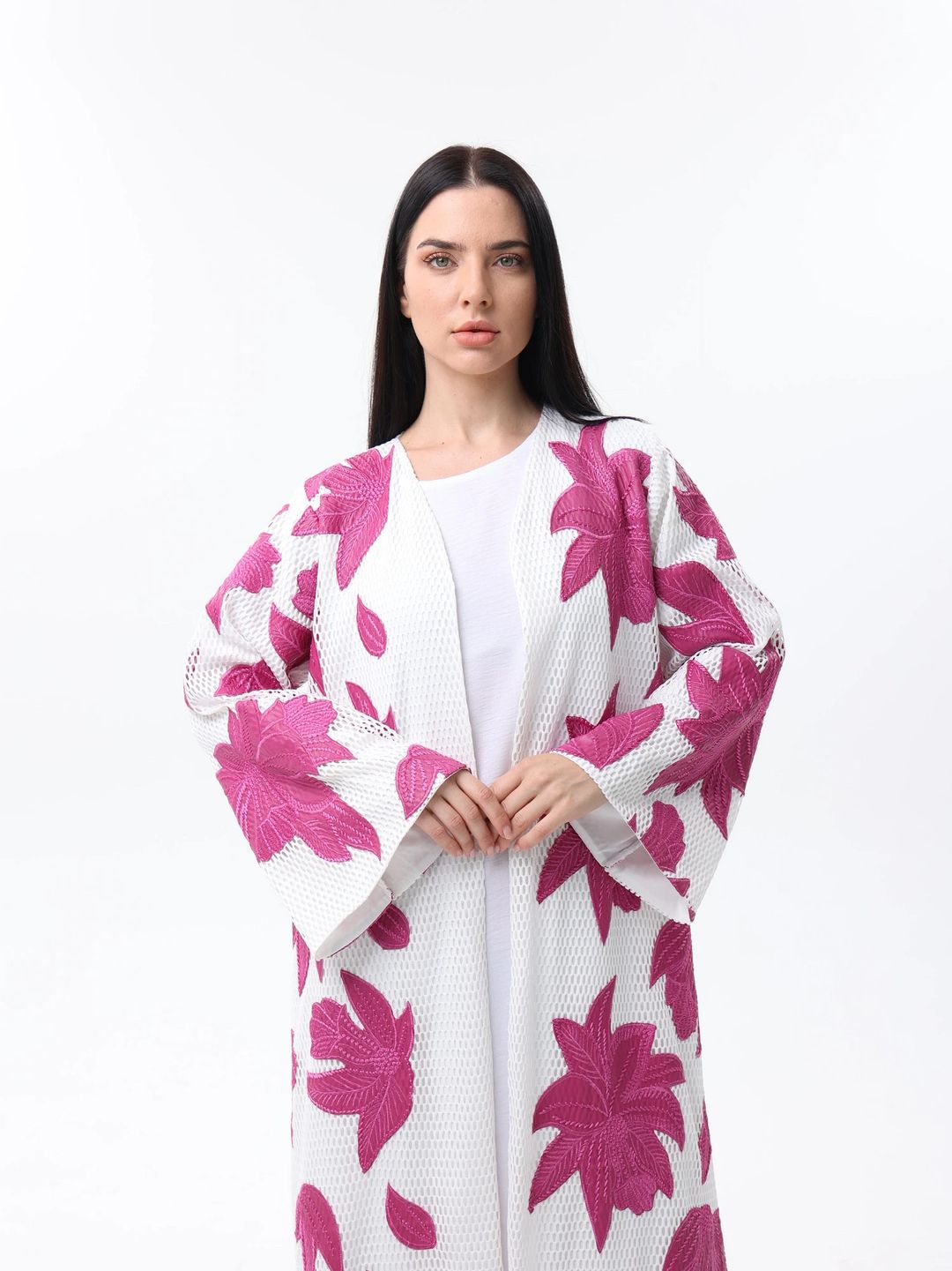 White and fusion abaya - 3
