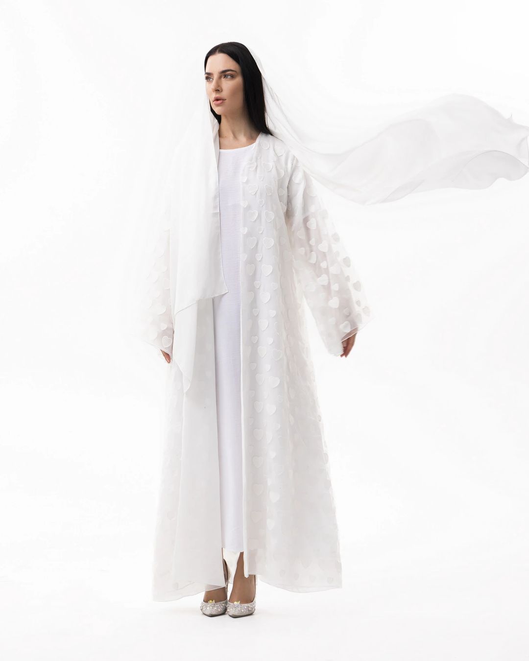 white heart abaya - 2
