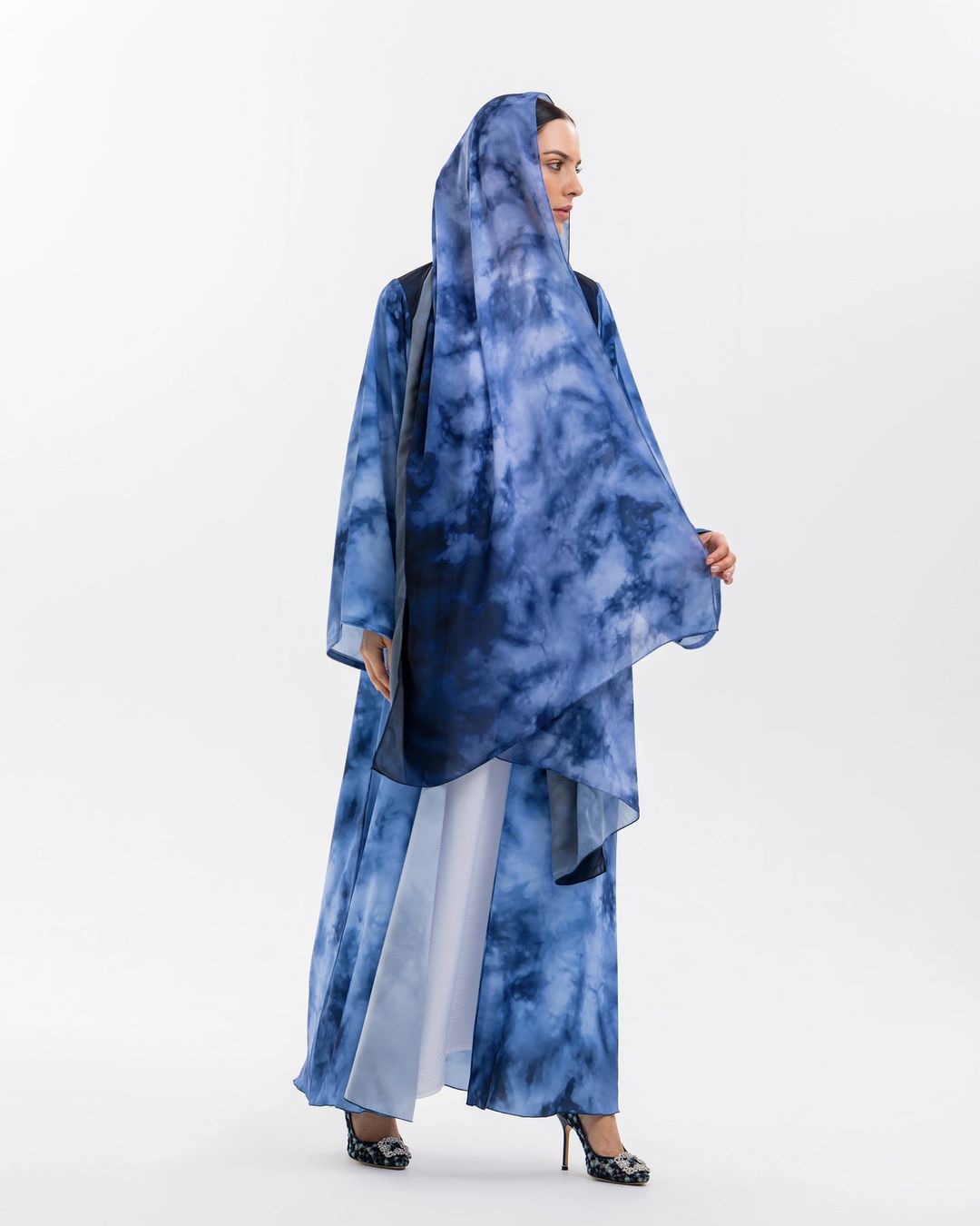 blue Printed Abaya - 1