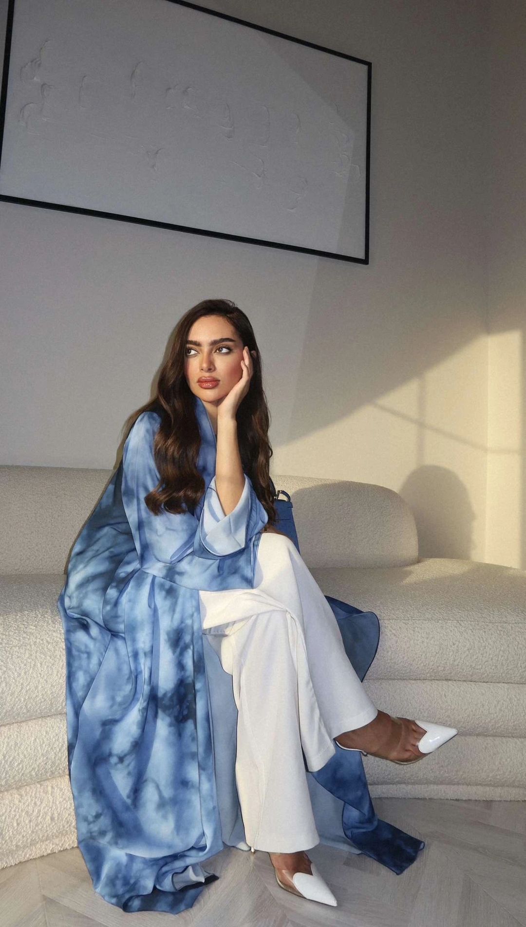 blue Printed Abaya - 5