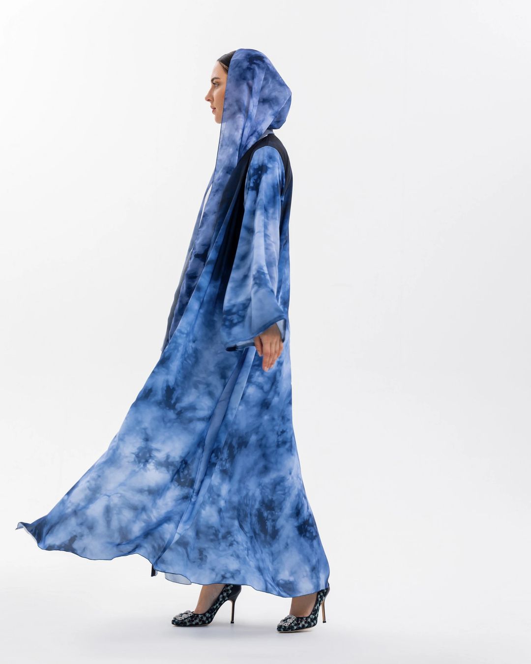 blue Printed Abaya - 3