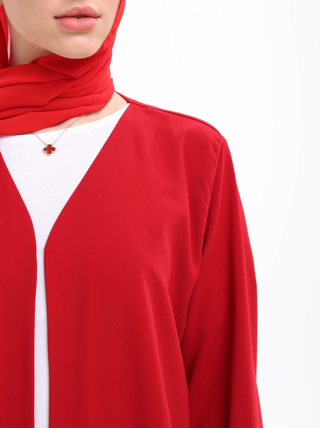 Red abaya with flowers - 5