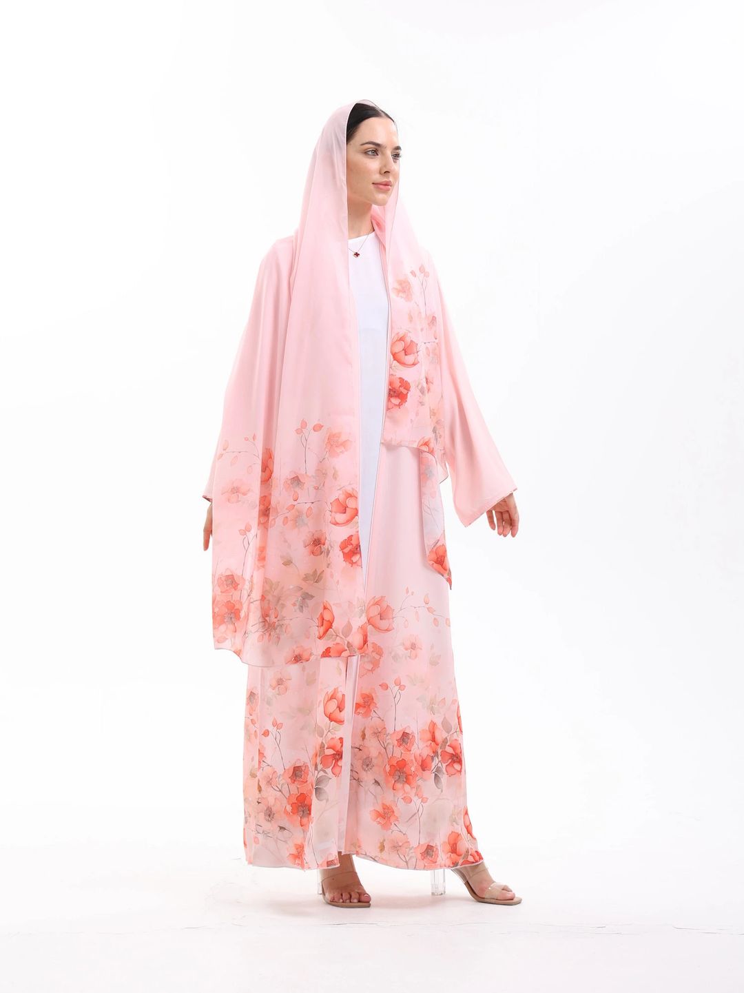 pink printed abaya - 2