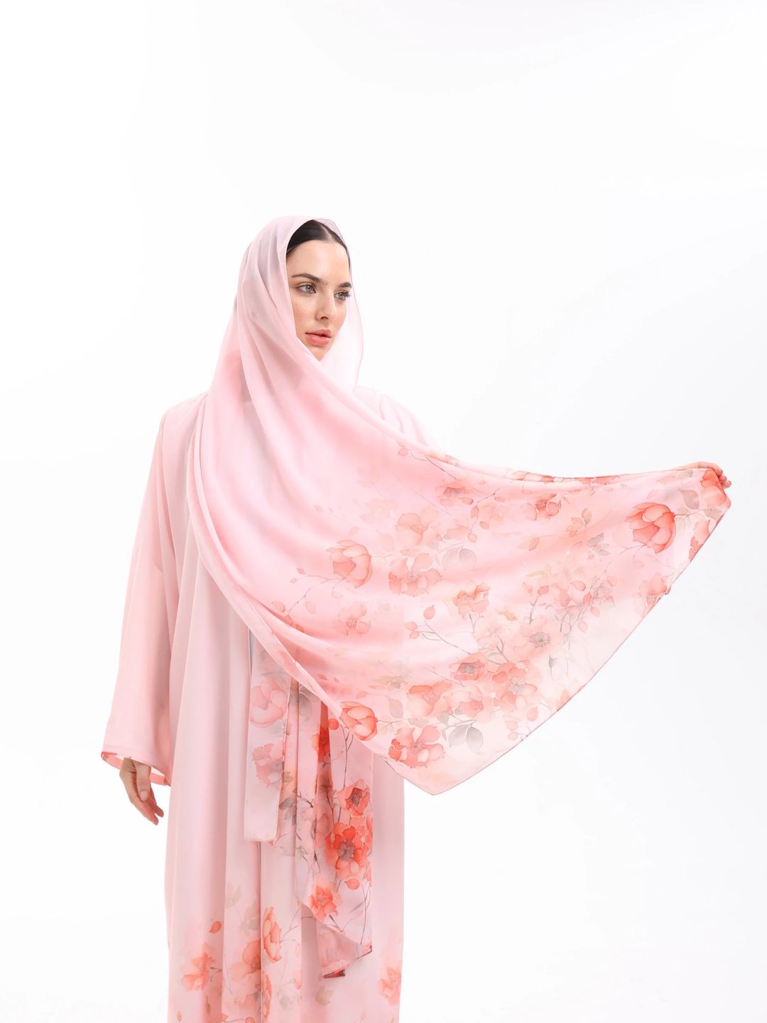 pink printed abaya - 4