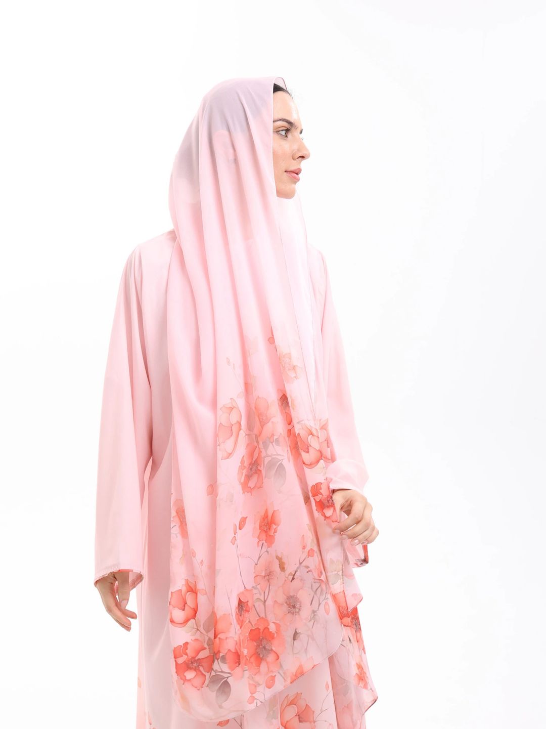 pink printed abaya - 5