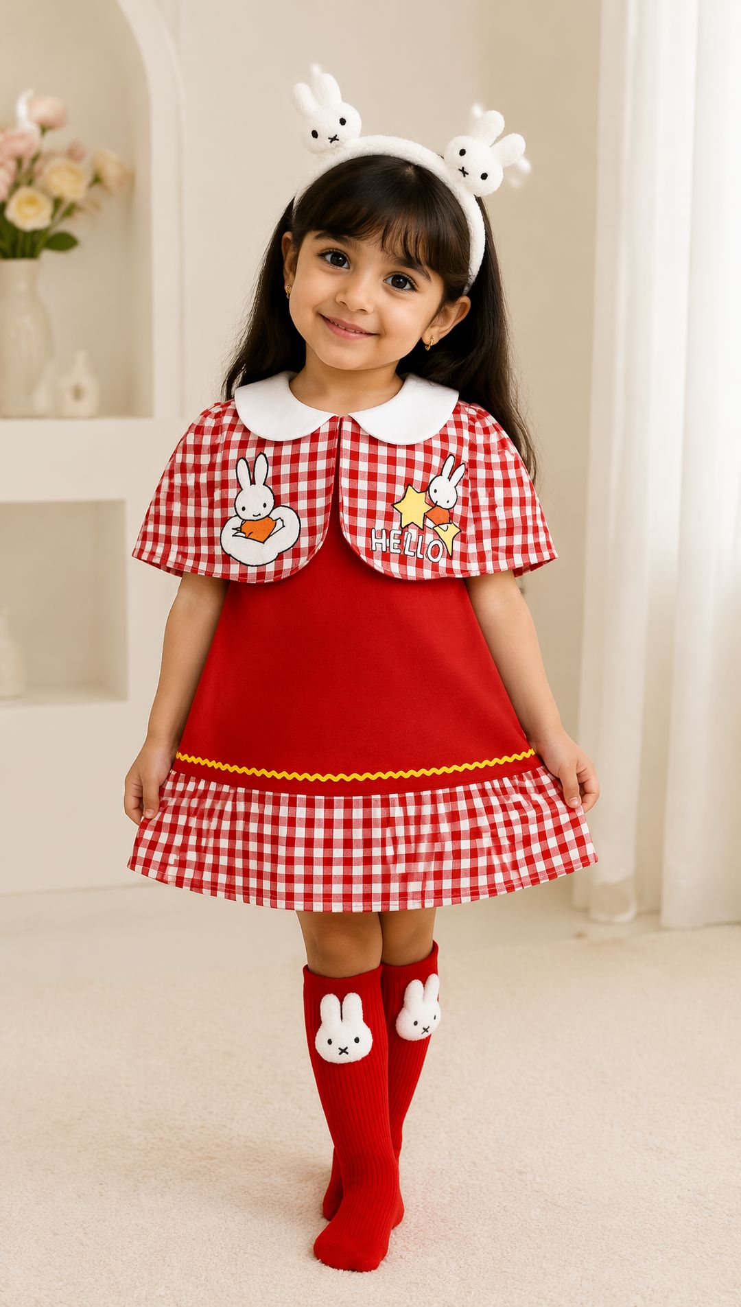 Aprilz Bunny Charm Knee Socks – Red - 2