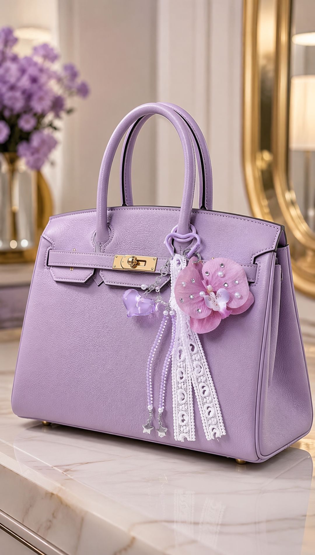 Aprilz Orchid Heart Charm - 2