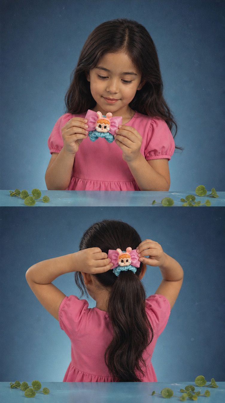 Pink crying baby Bow Hair Tie - 2