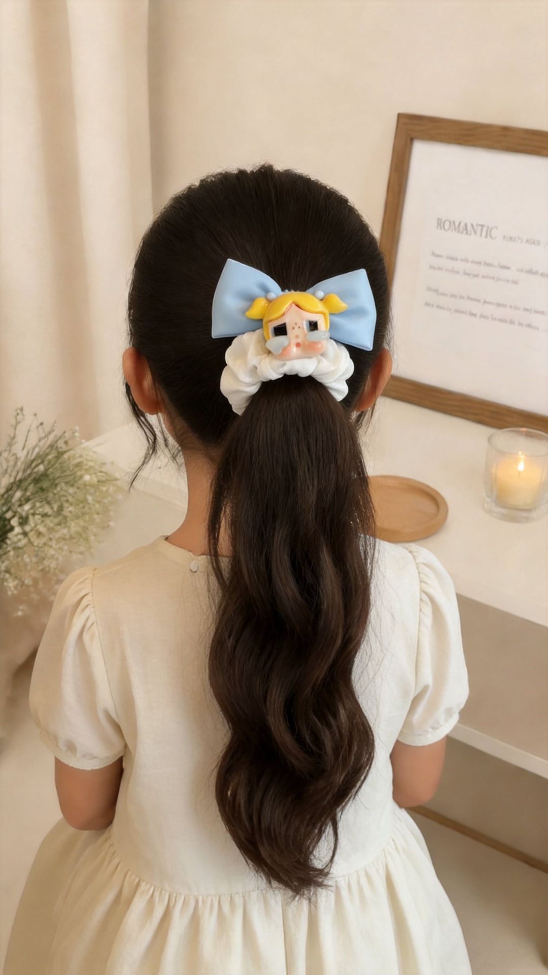 Blue crying baby Bow Hair Tie - 2