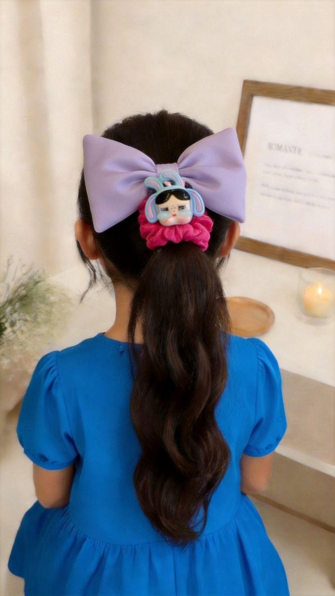 Cool crying baby Lavender Bow Hair Tie - 2