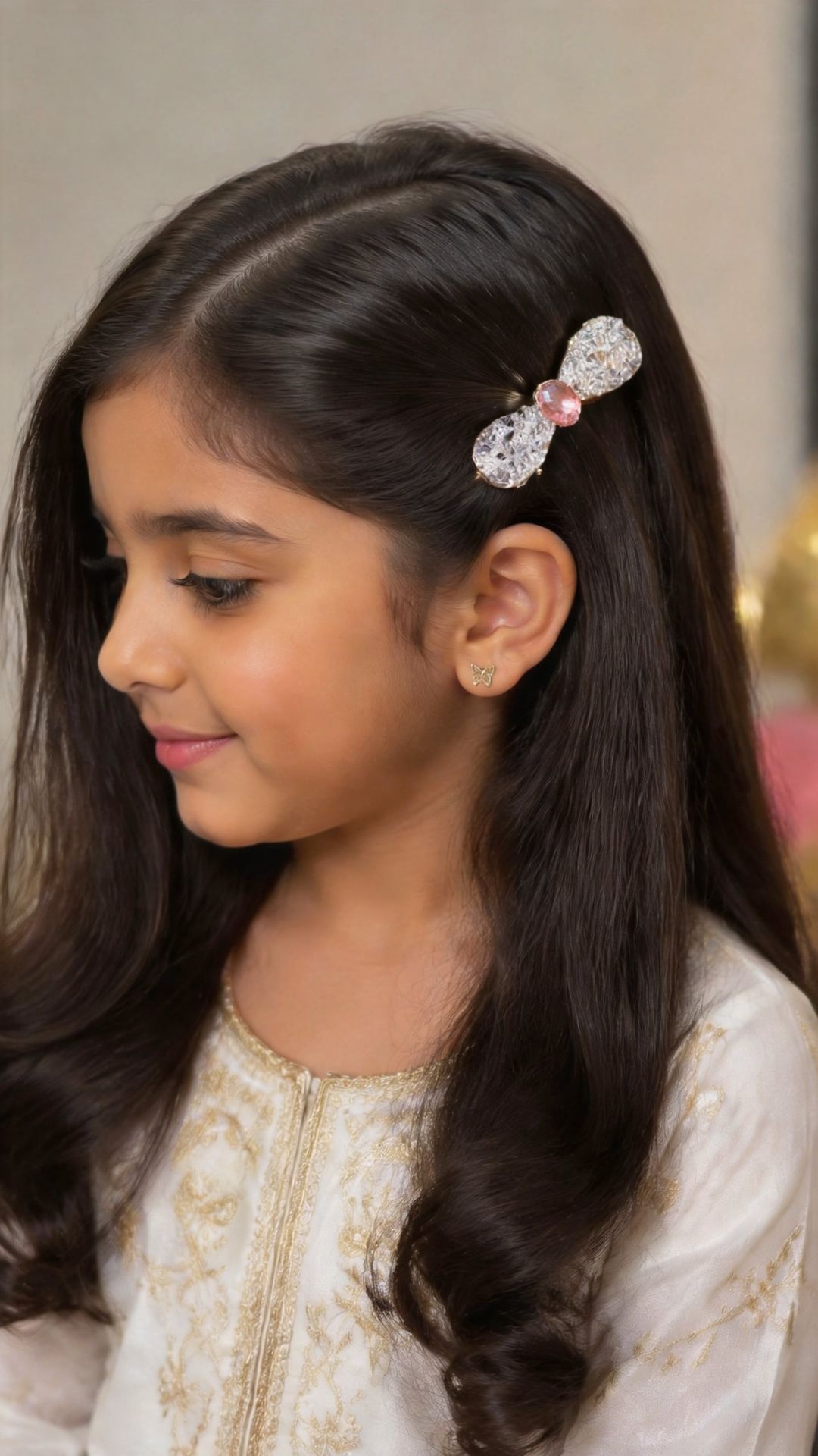 Aprilz Blush Gem Bow Clip - 2