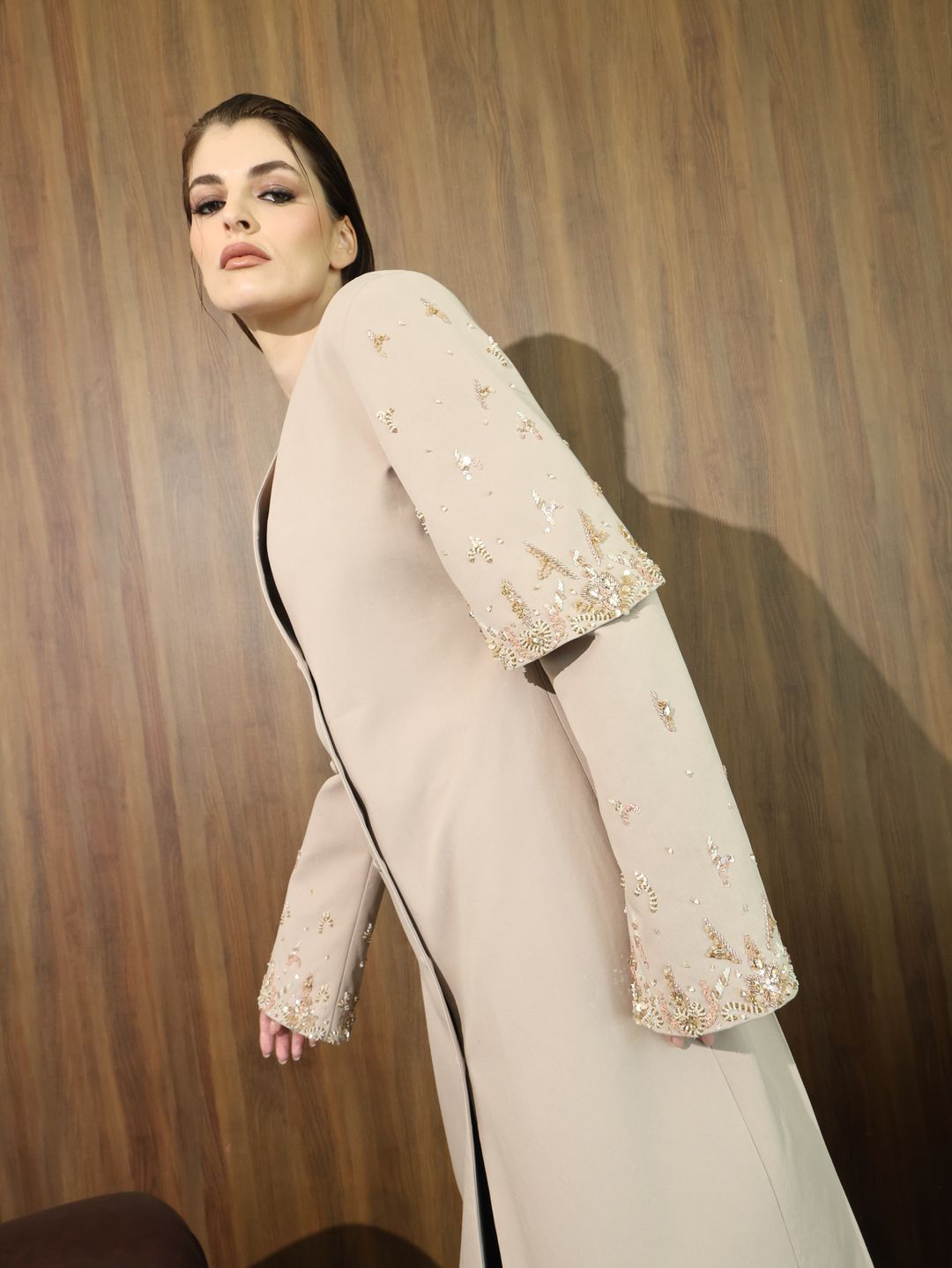 Blush Bell-Sleeve Embroidered Coat - 17