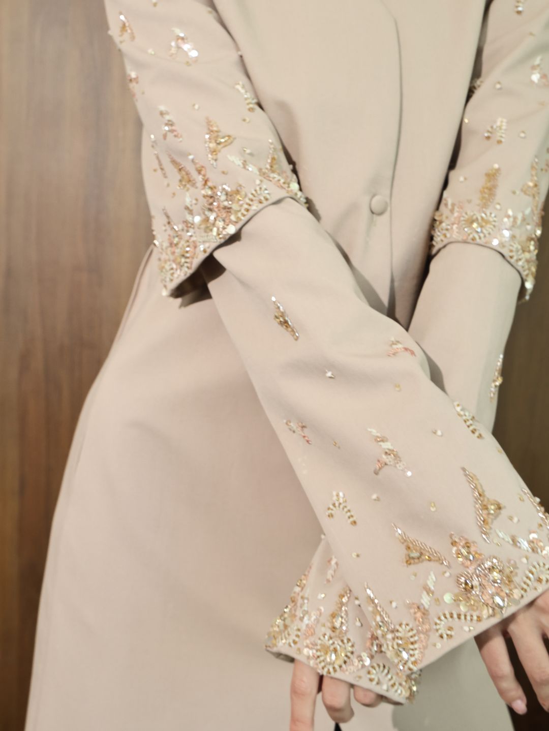 Blush Bell-Sleeve Embroidered Coat - 15