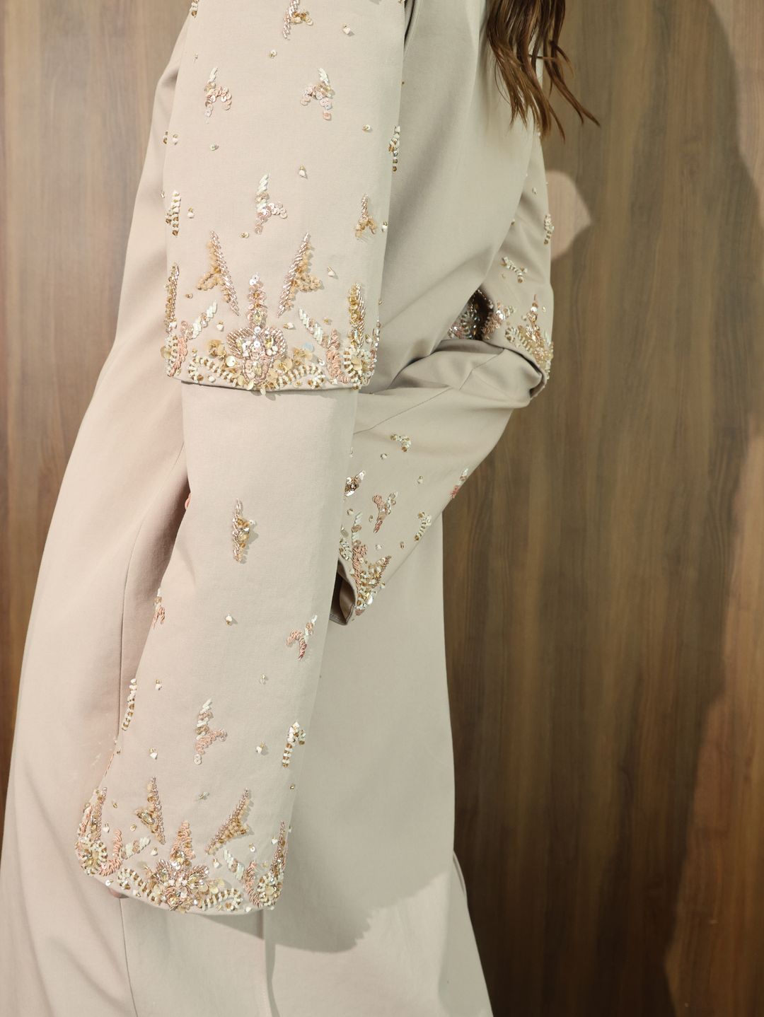 Blush Bell-Sleeve Embroidered Coat - 12