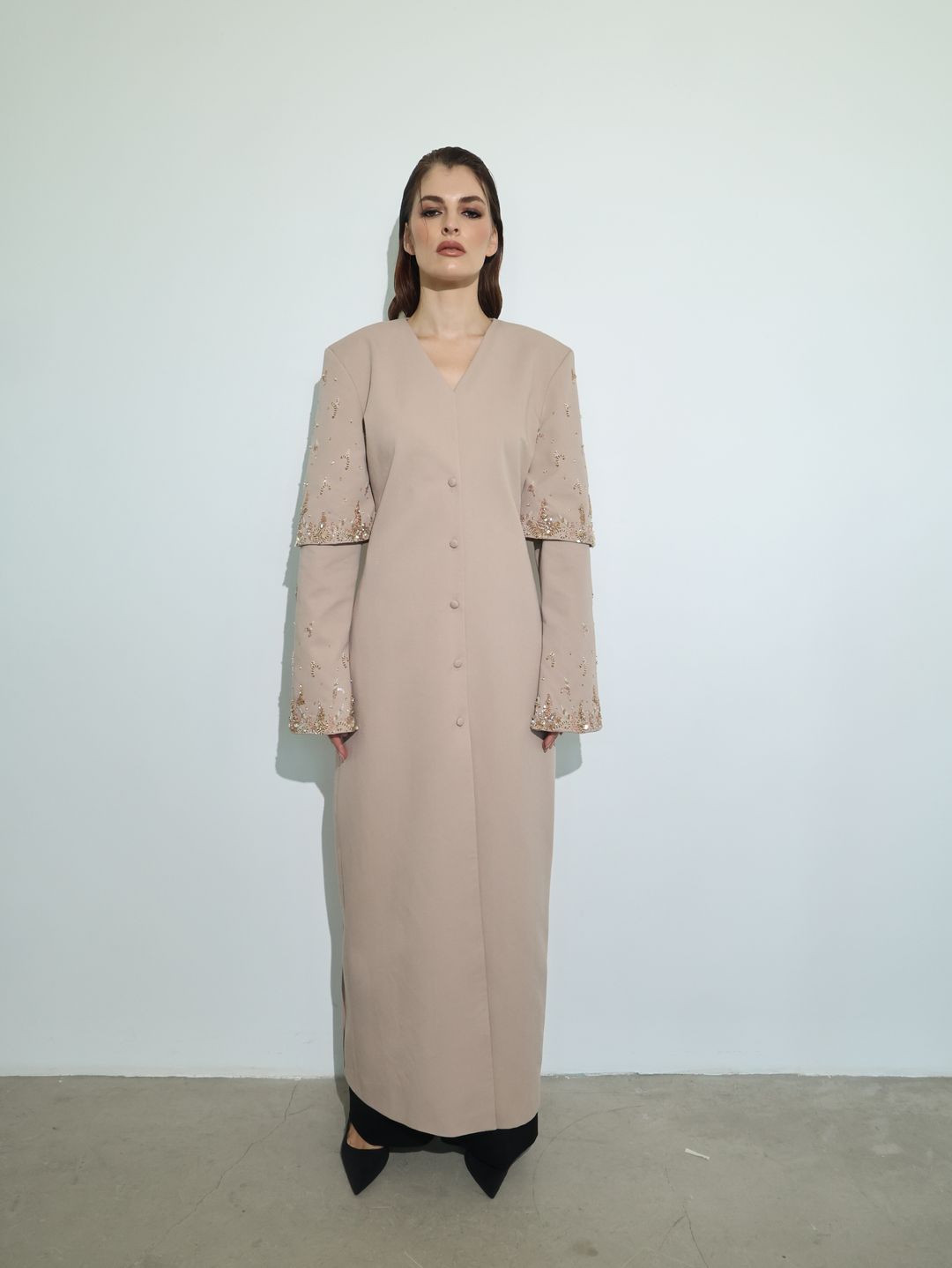 Blush Bell-Sleeve Embroidered Coat - 9